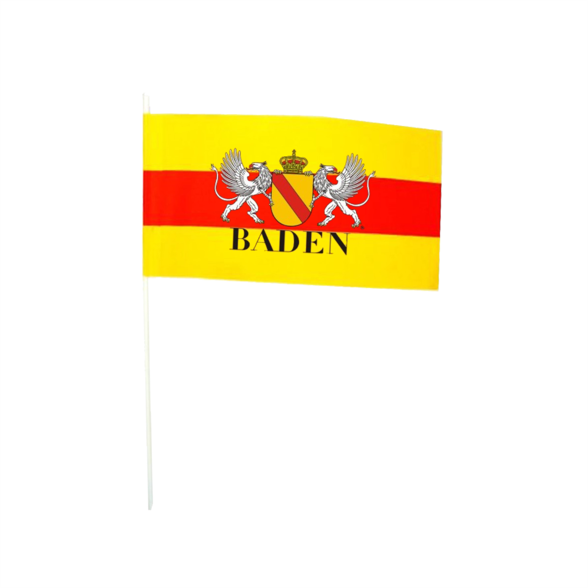 Papierfahne "Baden" mit neuem Wappen (gelb-rot-gelb)