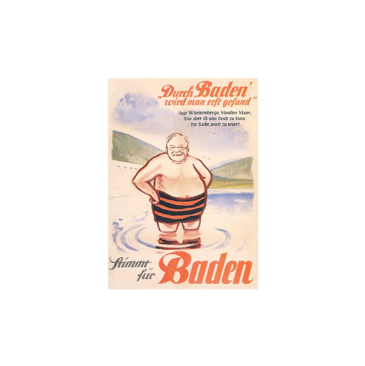 Postkarte "Durch Baden wird man erst gesund"