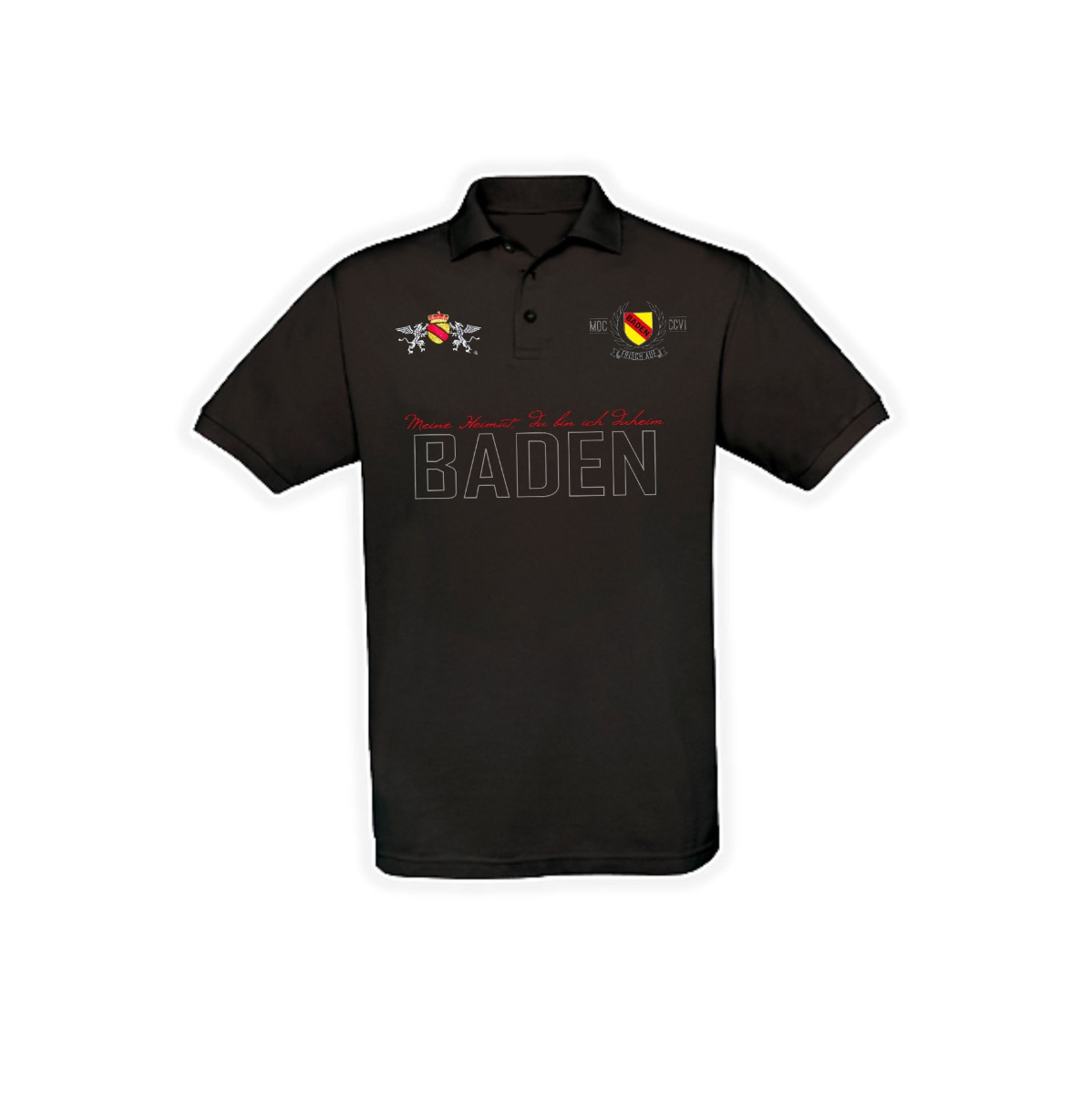 Polo-Shirt "Baden - Meine Heimat, da bin ich daheim" bestickt + bedruckt