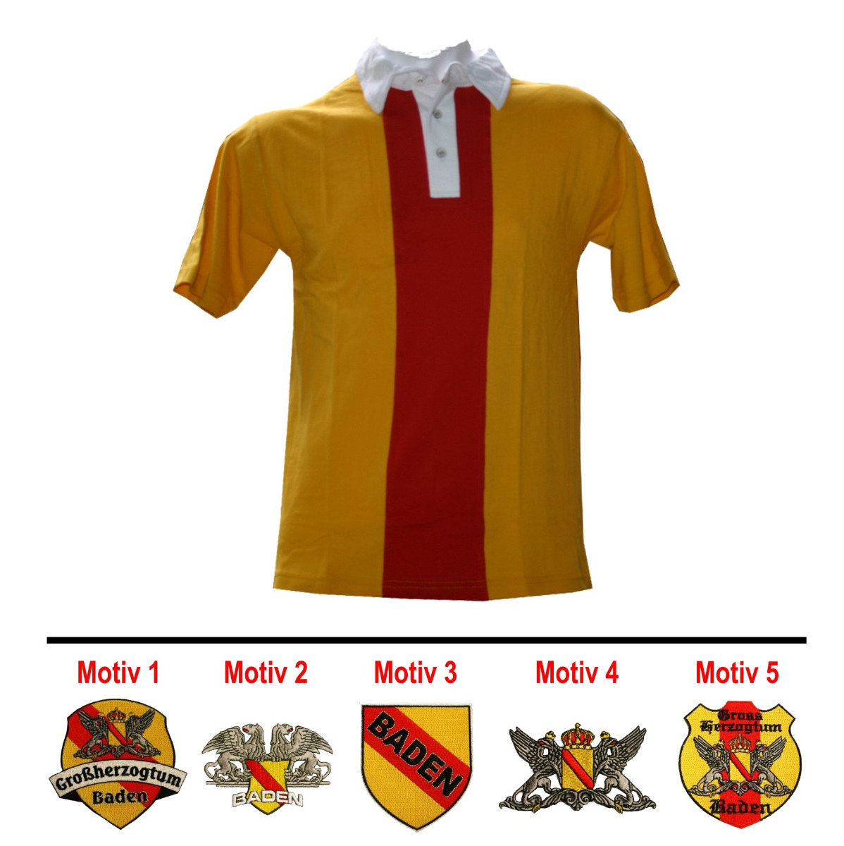 Polo-Shirt "Baden" gelb-rot-gelb (Modell 2)
