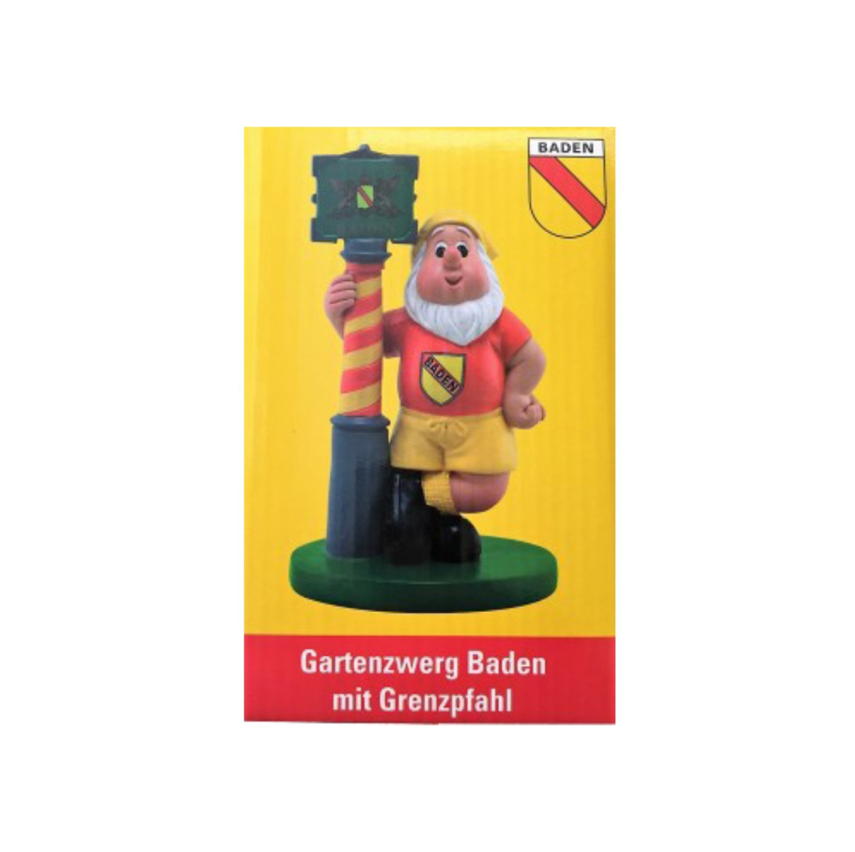 Gartenzwerg "Baden" mit Grenzpfahl