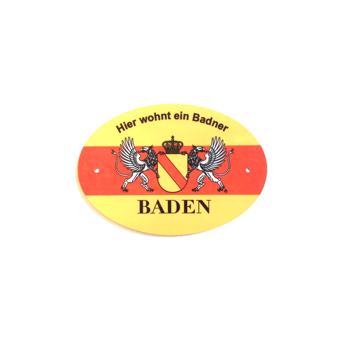 Türschild "Baden - Hier wohnt ein Badner" oval 